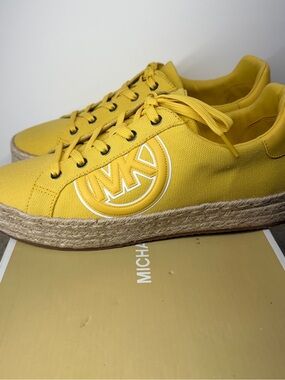 Michael Kors Poppy Espadrille Canvas Sneakers – Daffodil Yellow  Platform Sz 11M
